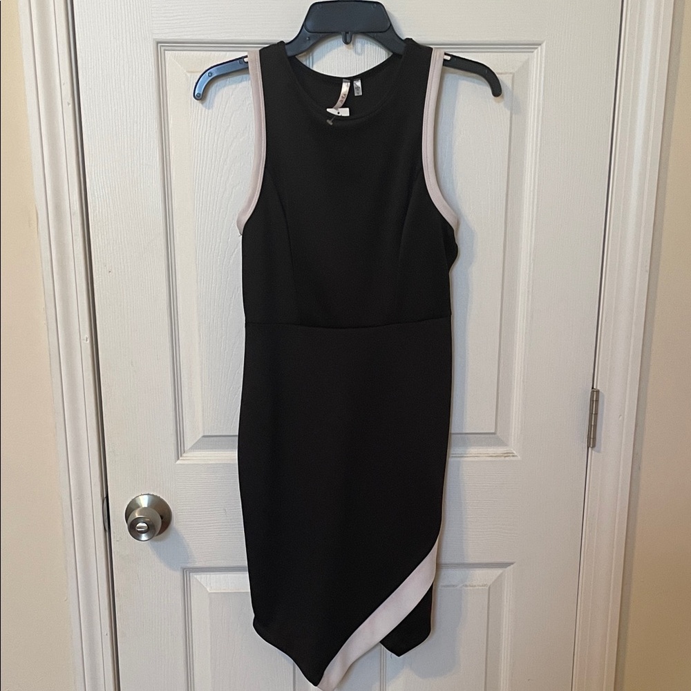 Dots Asymmetrical Black and White Dress